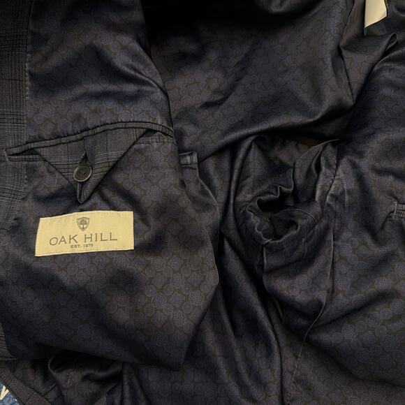 Oak Hill Blazer Mens 2XLT 50L 52L Blue Plaid Two Button - Picture 6 of 12